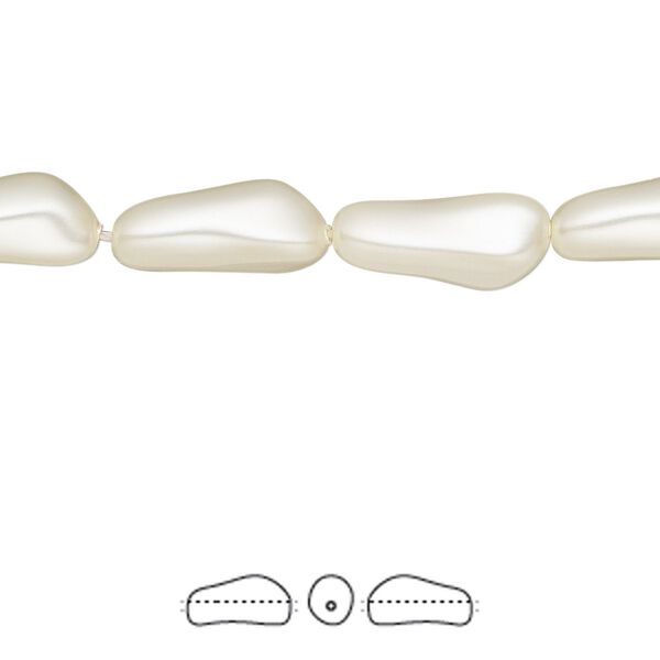 Pearl 10pk cream, Crystal Passions® 14x6mm baroque elongated 5844 image number 0