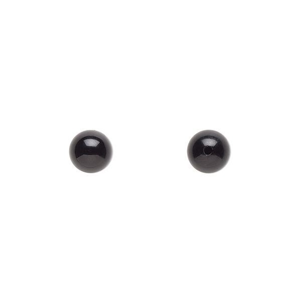 Black onyx 1pkg2, half-drilled round bead 6mm image number 0