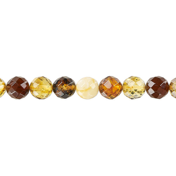 Amber 1pkg1, faceted round bead 15.5-16 inch 6mm image number 0