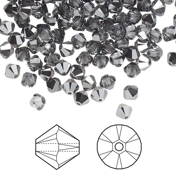Bead 1440pk crystal light chrome, Swarovski® 4mm XILION bicone 5328 image number 0