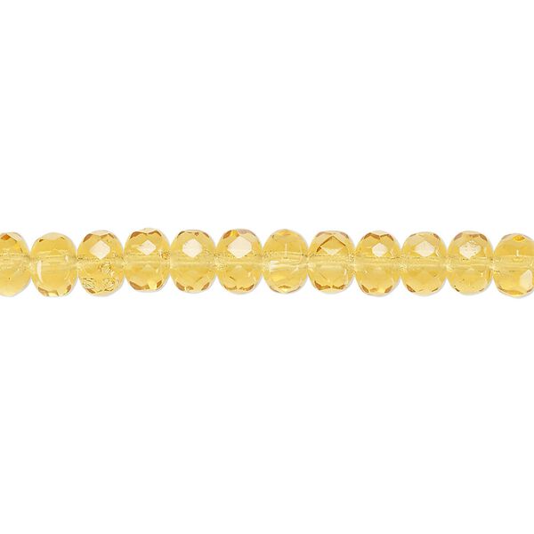 Bead, Czech fire-polished glass, honey, 5x4mm faceted rondelle. Sold per 15-1/2" to 16" strand. image number 0