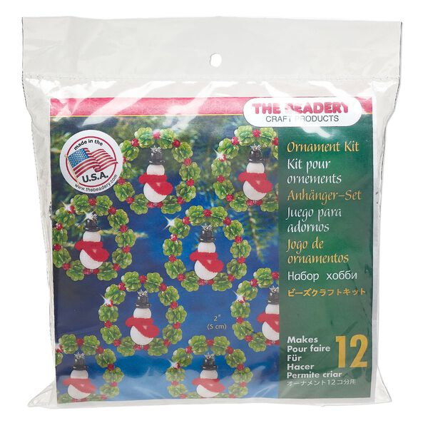Ornament kit, The Beadery®, plastic, mixed colors, mini snowman wreaths (7000). Sold individually. image number 0