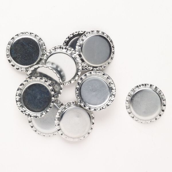 Component, steel, pkg/14, chrome finish, 34mm bottle cap with 5mm depth. image number 0