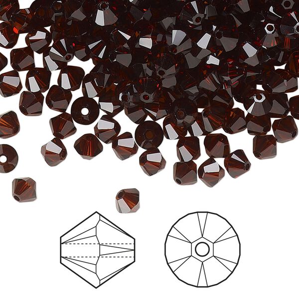 Bead 1440pk smoked amber, Swarovski® 4mm XILION bicone 5328 image number 0