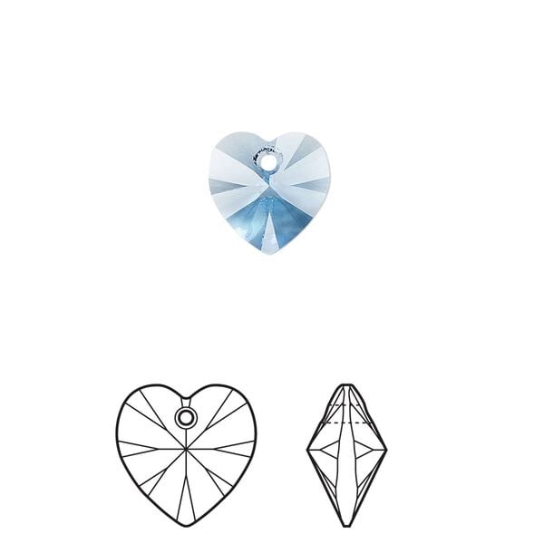 Drop 24pk cool blue, Crystal Passions® Regenerated 10mm pendant heart 6228 image number 0