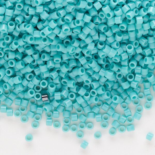 Seed bead, Delica®, glass, pkg/7.5g, #10 round, opaque turquoise green (DBM-0729). image number 0