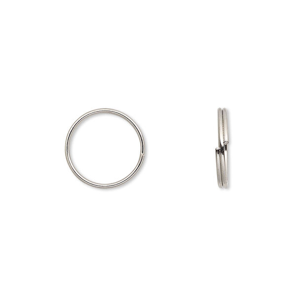 Split ring, imitation nickel-plated steel, 12mm round. Sold per pkg of 100. image number 0