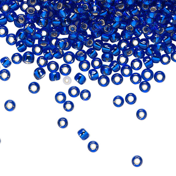 Seed bead, TOHO BEADS®, glass, pkg/50g, #8 round, transparent silver-lined cobalt (TR-08-28). image number 0