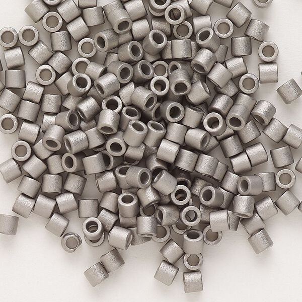 Seed bead, Delica®, glass, pkg/250g, #8 round, opaque matte nickel-plated (DBL-0321). image number 0