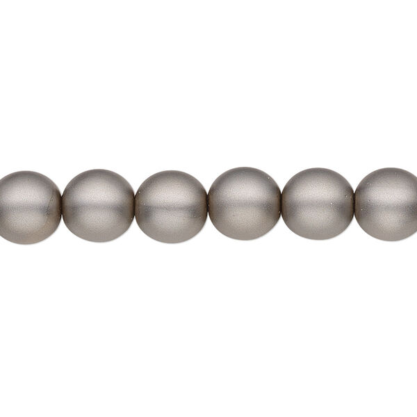 Bead, Czech pearl-coated glass druk, opaque matte grey, 8mm round. Sold per 15-1/2" to 16" strand. image number 0