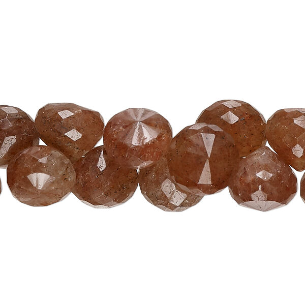 Strawberry quartz 1pkg1, hand-cut top-drilled faceted teardrop bead natural 7 inch 9x9mm-11x10mm image number 0