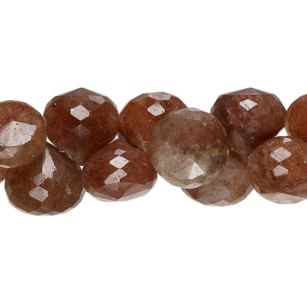 Strawberry quartz 1pkg1, hand-cut top-drilled faceted teardrop bead natural 7 inch 10x9mm-12x12mm image number 0