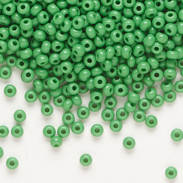 Seed bead, Preciosa Ornela Czech glass, pkg/500g, #8 rocaille, opaque green, (53250). image number 0