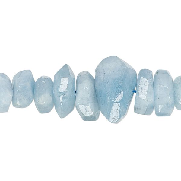 Aquamarine 1pkg1, faceted chip bead 18 inch graduated small to large image number 0