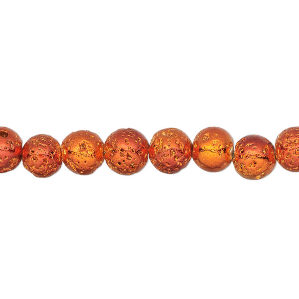 Lava rock 1pkg1, electrocoated round bead 15.5-16 inch 6-7mm image number 0
