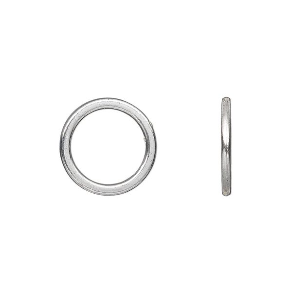 Component, antique silver-plated "pewter" (zinc-based alloy), 15mm round donut. Sold per pkg of 50. image number 0