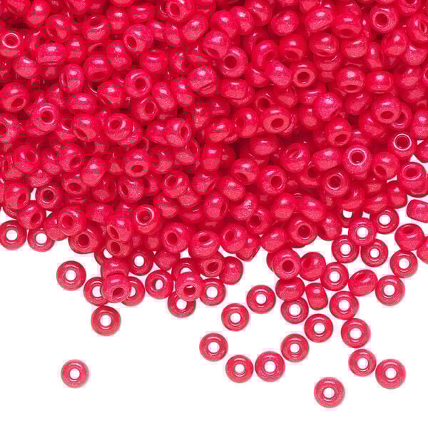 Seed bead, Preciosa Ornela Czech glass, pkg/50g, #8 rocaille, opaque terra intensive dyed red chalkwhite, (16A98). image number 0