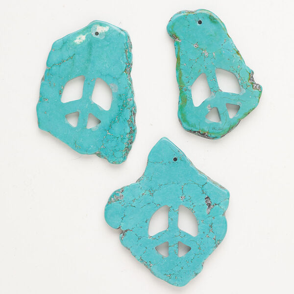 Magnesite 1pkg3, flat freeform peace sign focal 50x32mm-68x58mm image number 0
