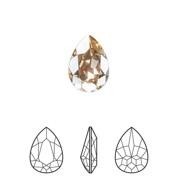 Fancy stone 1pk crystal golden shadow foil back, Crystal Passions® 14x10mm pear 4320 image number 0