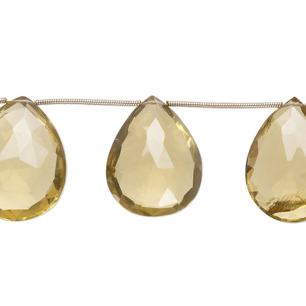 Golden quartz 1pkg8, hand-cut top-drilled faceted puffed teardrop bead 21x16mm-25x20mm image number 0