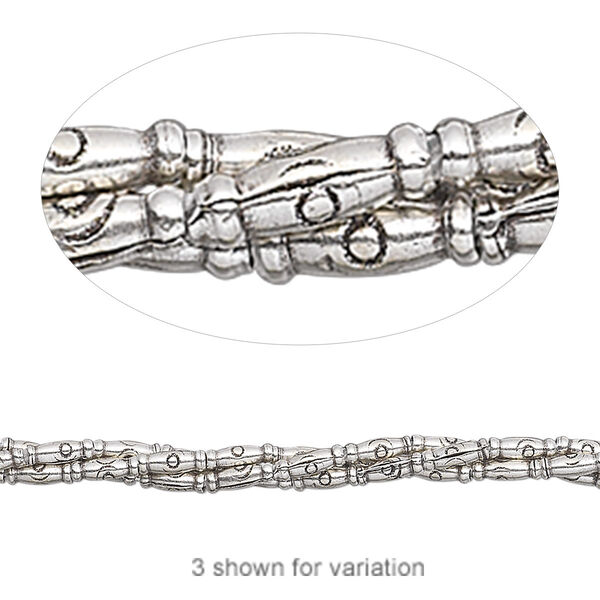 Bead, Hill Tribes, antiqued sterling silver, 5x1mm round tube. Sold per 8-inch strand, approximately 40 beads. image number 0