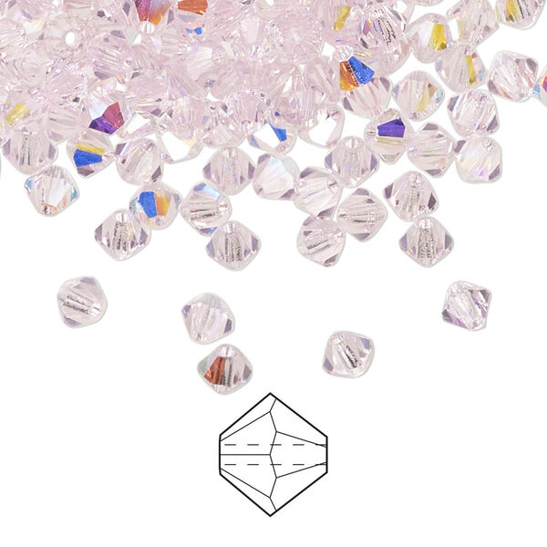 Bead 720pk pink sapphire AB, Preciosa Czech crystal 4mm bicone image number 0