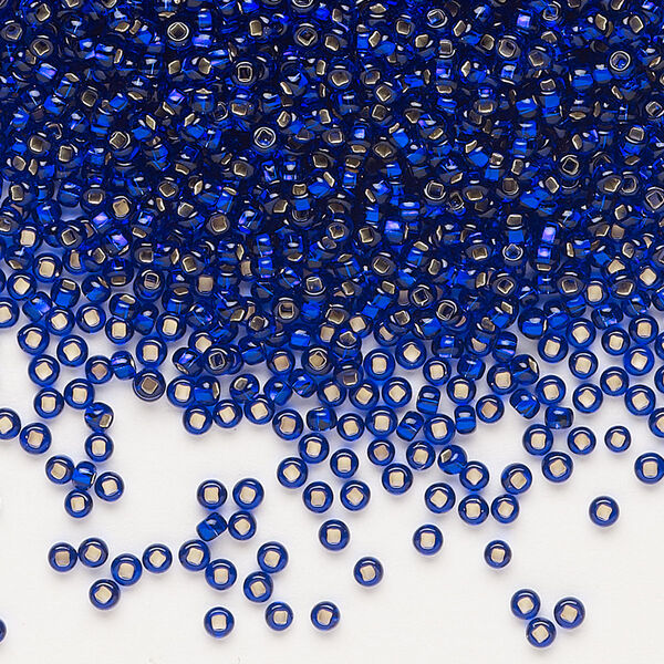 Seed bead, Preciosa Ornela Czech glass, pkg/50g, #11 rocaille, transparent silver-lined blue, (37100). image number 0