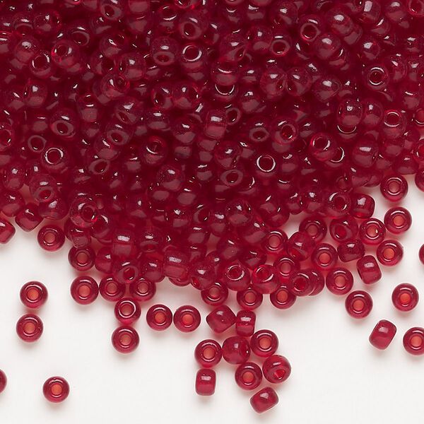 Seed bead, Miyuki, glass, pkg/250g, #8 rocaille, transparent dark ruby (RR-141D). image number 0