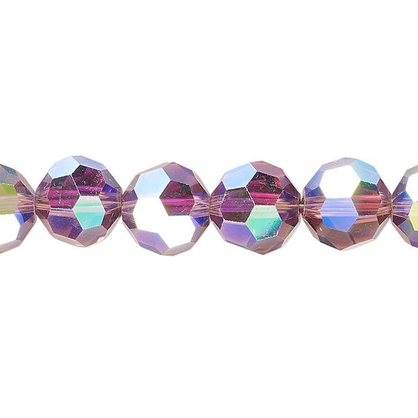 Bead 1pk 32 facets translucent amethyst purple AB, Celestial Crystal® 10mm round 15.5-16 inch image number 0