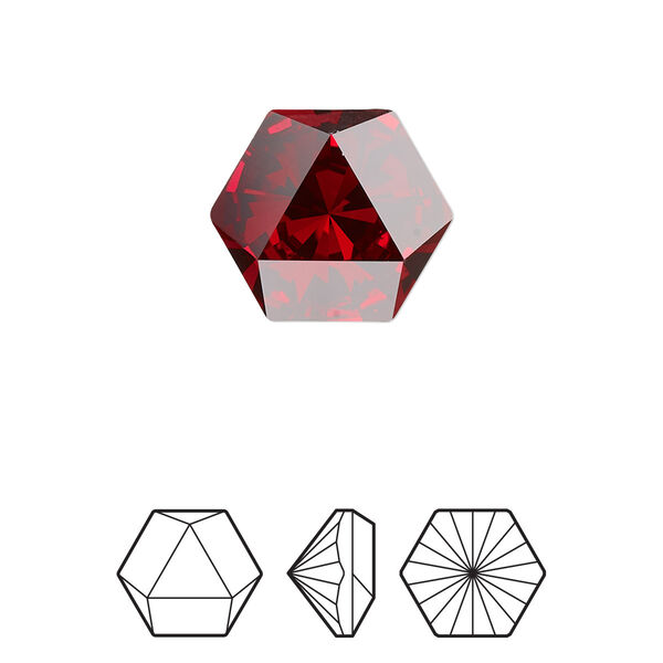 Fancy stone 1pk scarlet foil back, Crystal Passions® 16x14mm prismatic hexagon 4699 image number 0