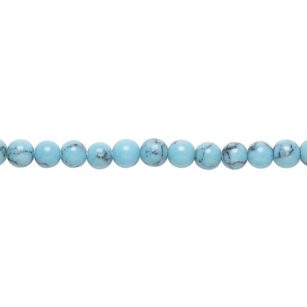Bead, "turquoise" (resin) (imitation), blue, 2-4mm round. Sold per 15-1/2 to 16-inch strand, approximately 100 beads. image number 0
