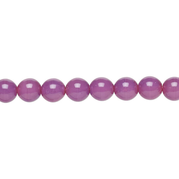 Bead, Czech dipped décor glass druk, opaque grape, 6mm round. Sold per 15-1/2" to 16" strand. image number 0