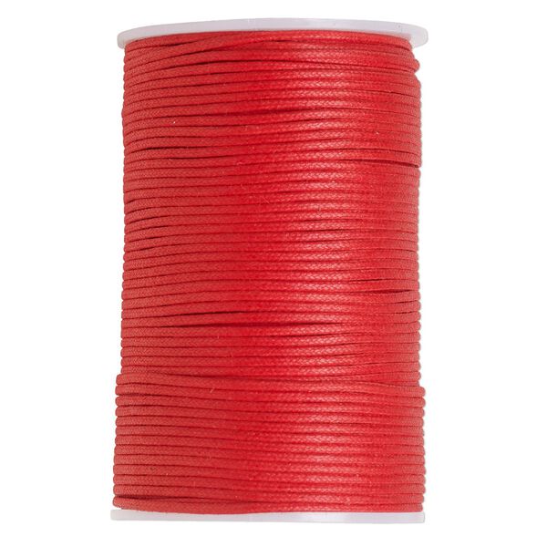 Cord, waxed cotton, red, 2mm, 50+ pound test. Sold per 100-meter spool. image number 0