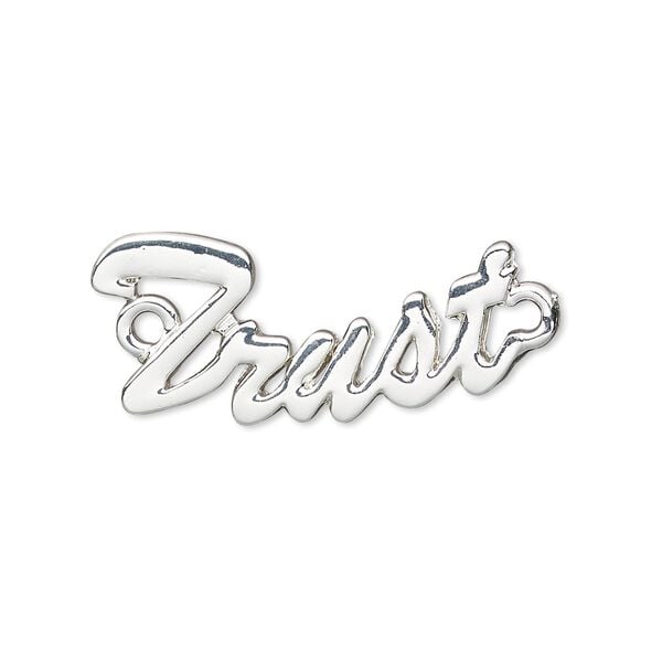 Focal, silver-finished "pewter" (zinc-based alloy), 30x12mm single-sided "Trust." Sold individually. image number 0