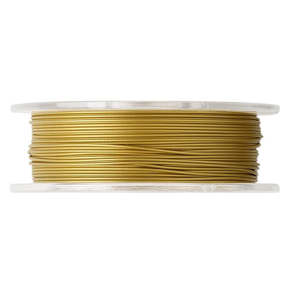 Beading wire, Tigertail™, nylon-coated stainless steel, gold, 7 strand, 0.022-inch diameter. Sold per 30-foot spool. image number 0