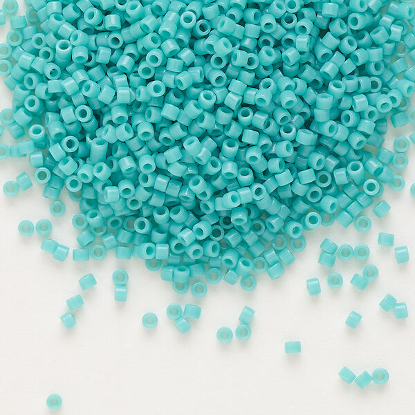 Seed bead, Delica®, glass, pkg/50g, #11 round, opaque turquoise green (DB-0729). image number 0
