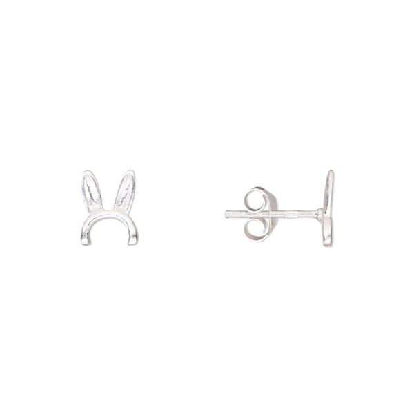 Earstud, Create Compliments®, sterling silver, 8x6.5mm rabbit ears. Sold per pair. image number 0