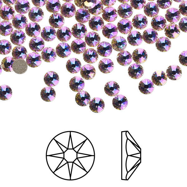 Flat back 1440pk silk shimmer foil back, Swarovski® 3-3.2mm rose round SS12 2088 image number 0