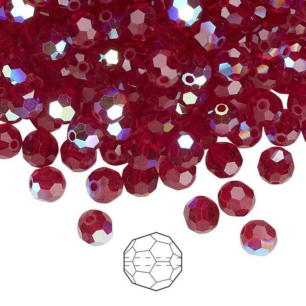 Bead 24pk Siam AB, Preciosa Czech crystal 5mm round image number 0