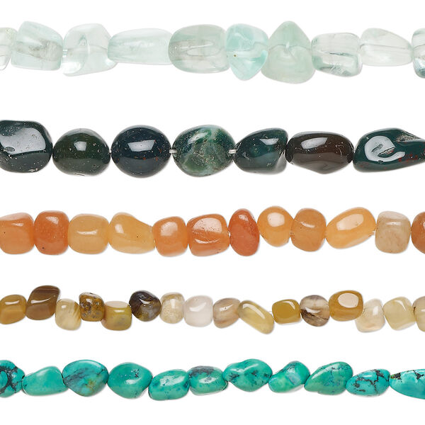 Multi-gemstone / glass 1pkg5, nugget bead 13 inch mix small image number 0