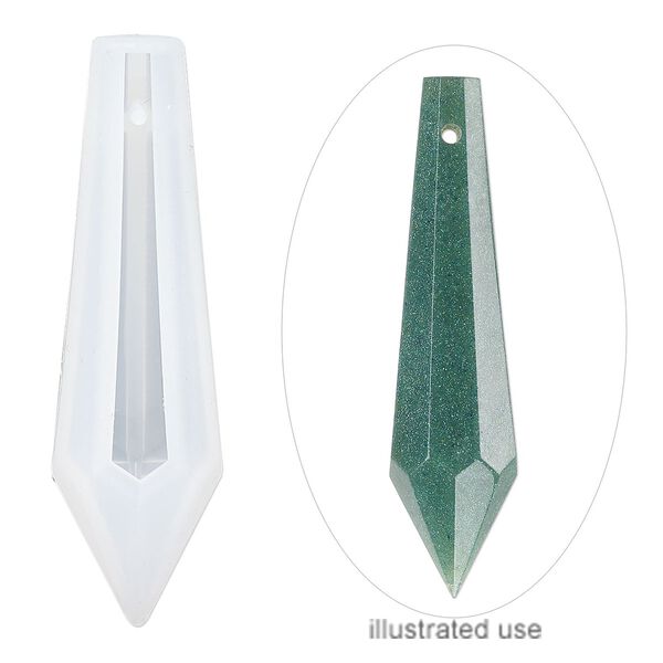 Mold, silicone, white, 58 x 16 x 16mm faceted teardrop. Sold individually. image number 0
