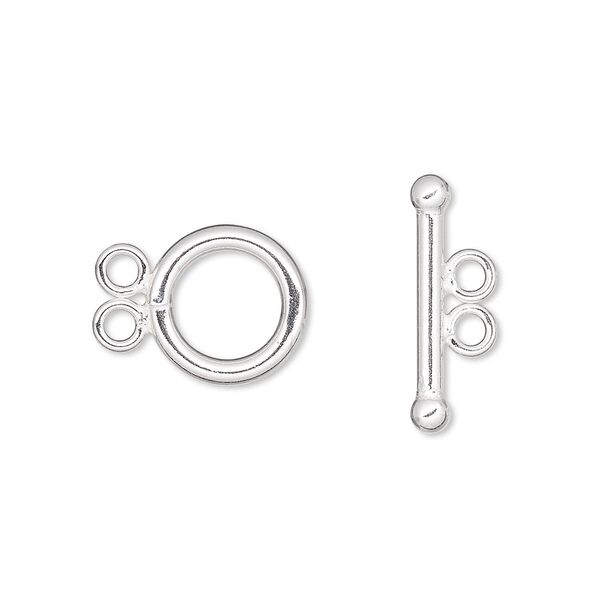 Clasp, 2-strand toggle, sterling silver-filled, 12mm smooth round. Sold individually. image number 0