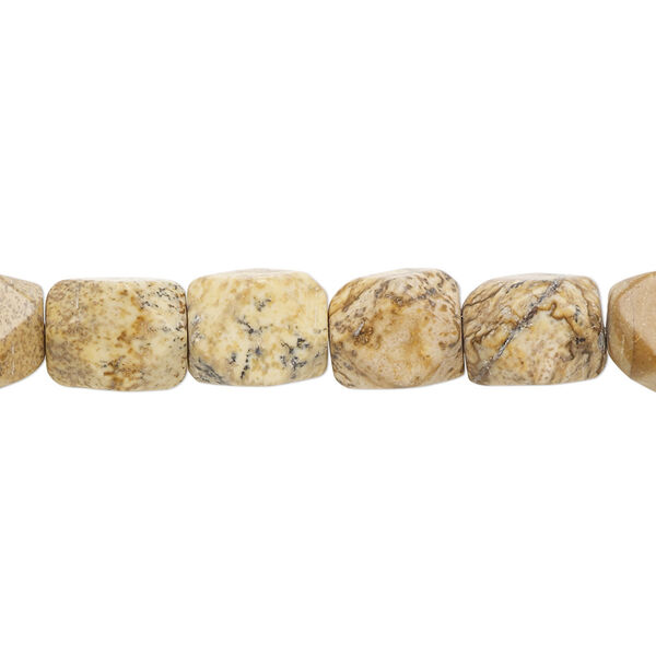 Picture jasper 1pkg1, tumbled faceted pebble bead natural 15.5-16 inch medium image number 0