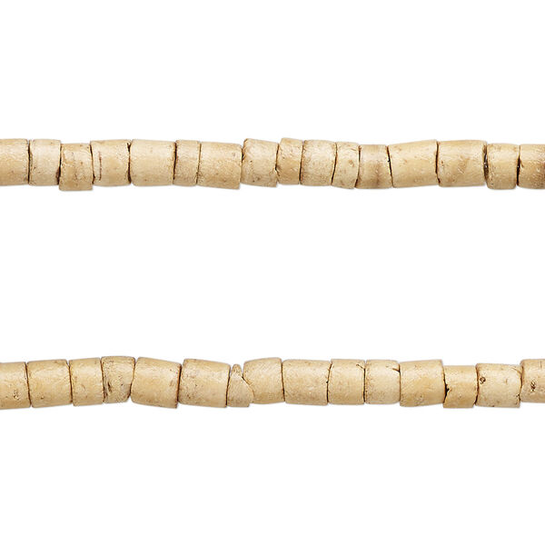 Bead, coconut shell (waxed), 3-4mm hand-cut heishi. Sold per pkg of (2) 24-inch strands. image number 0
