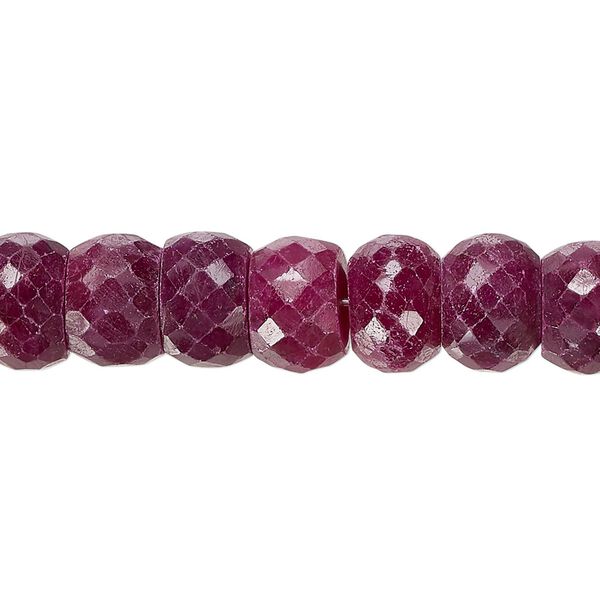 Indian ruby 1pkg1, hand-cut faceted rondelle bead 15.5-16 inch 9x6mm-11x8mm image number 0
