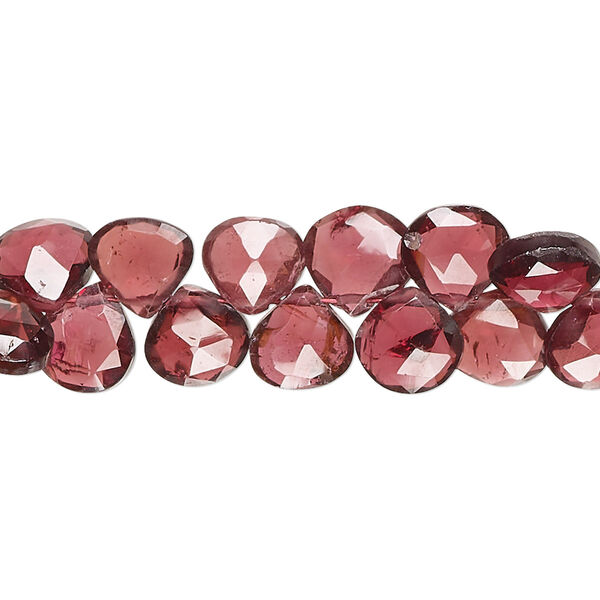 Rhodolite garnet 1pkg1, hand-cut top-drilled faceted puffed teardrop bead natural 8 inch 7-9mm image number 0