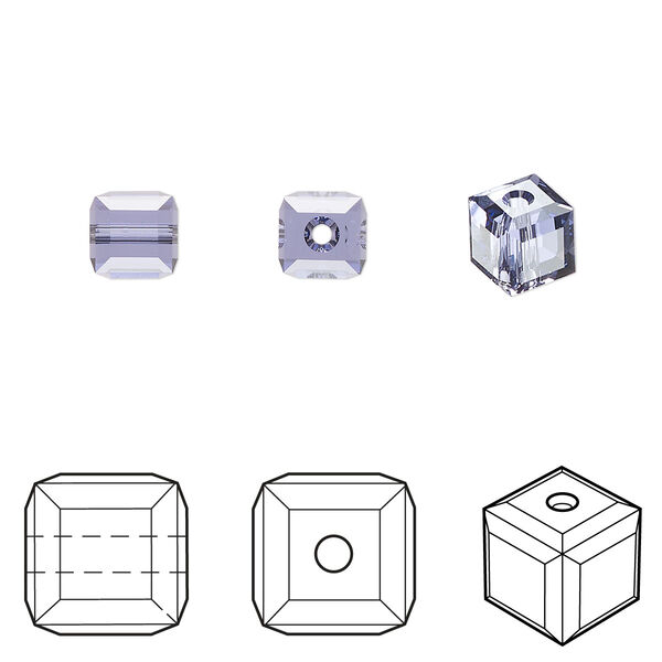 Bead 144pk tanzanite, Swarovski® 6mm cube 5601 image number 0