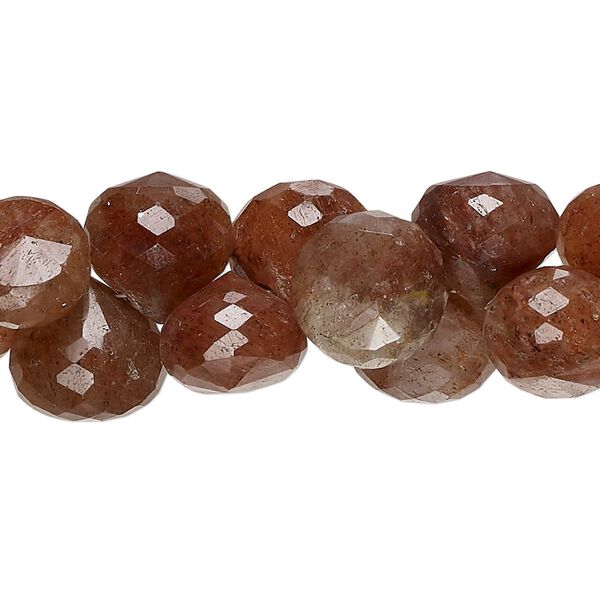 Strawberry quartz 1pkg1, hand-cut top-drilled faceted teardrop bead natural 7 inch 10x9mm-12x12mm image number 0