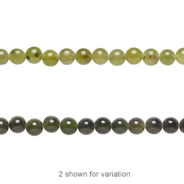 Nephrite jade 1pkg1, round bead natural 15.5-16 inch 4mm image number 0