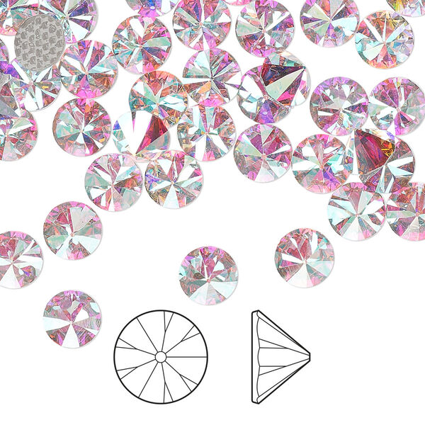 Flat back 144pk crystal AB foil back, Preciosa Czech crystal hotfix rhinestone 6.14-6.32mm cone SS29 image number 0